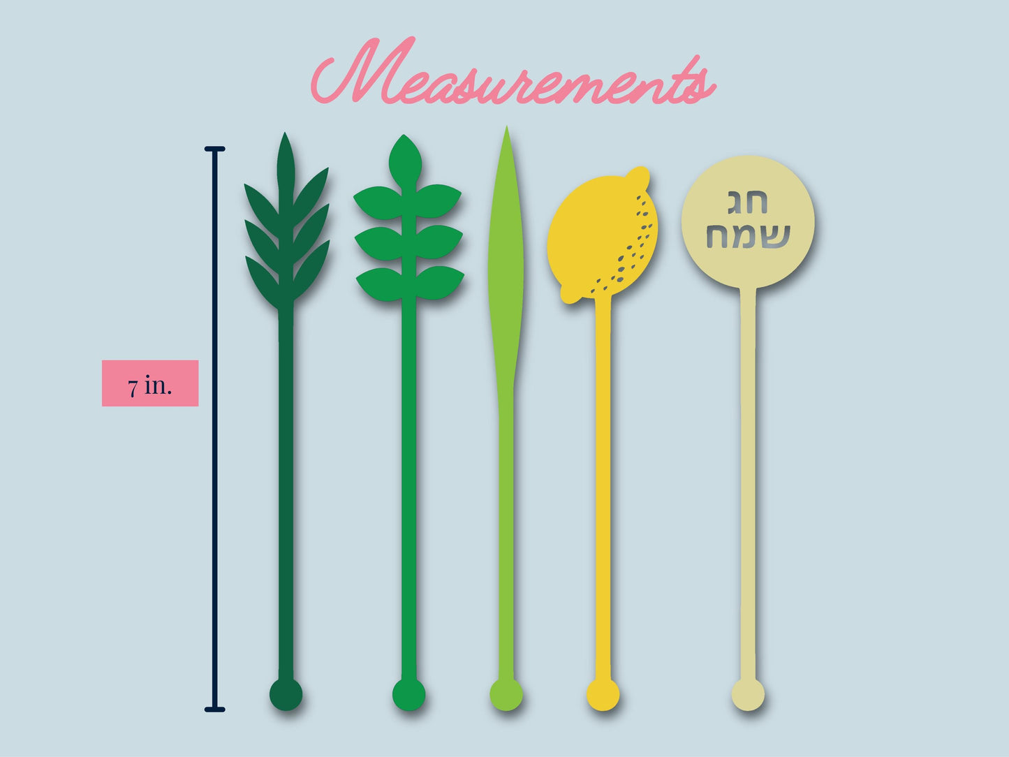 Sukkot Drink Stirrers | Set of 5 | Reusable Food-Safe Acrylic