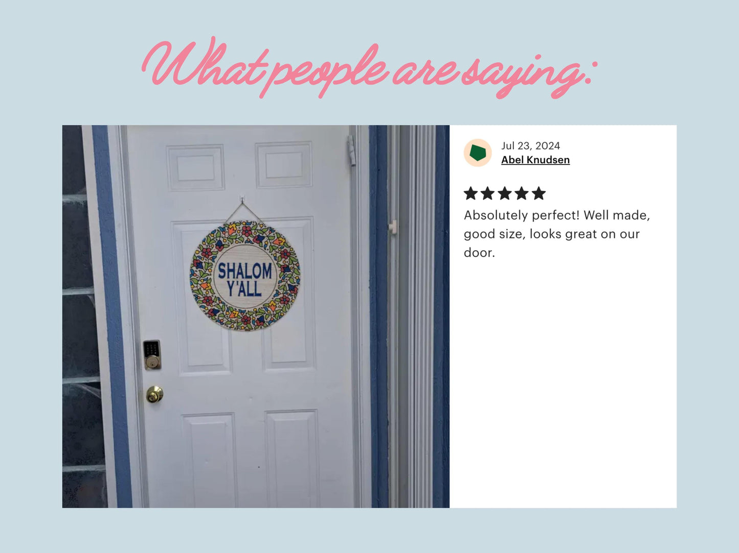 Shalom Y'all Wooden Door Hanger | 18" Judaica Decor with Floral Design