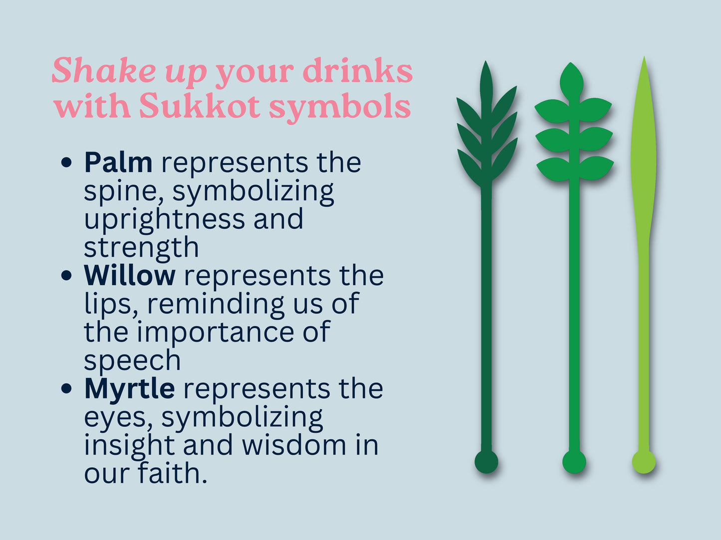 Sukkot Drink Stirrers | Set of 5 | Reusable Food-Safe Acrylic