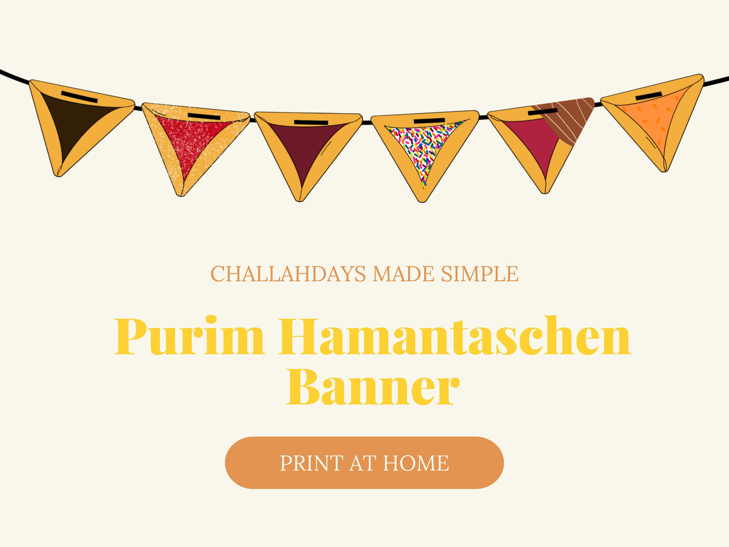 Printable Purim Hamantaschen Banner | Purim Holiday Decor | Jewish Holiday | Purim Banner