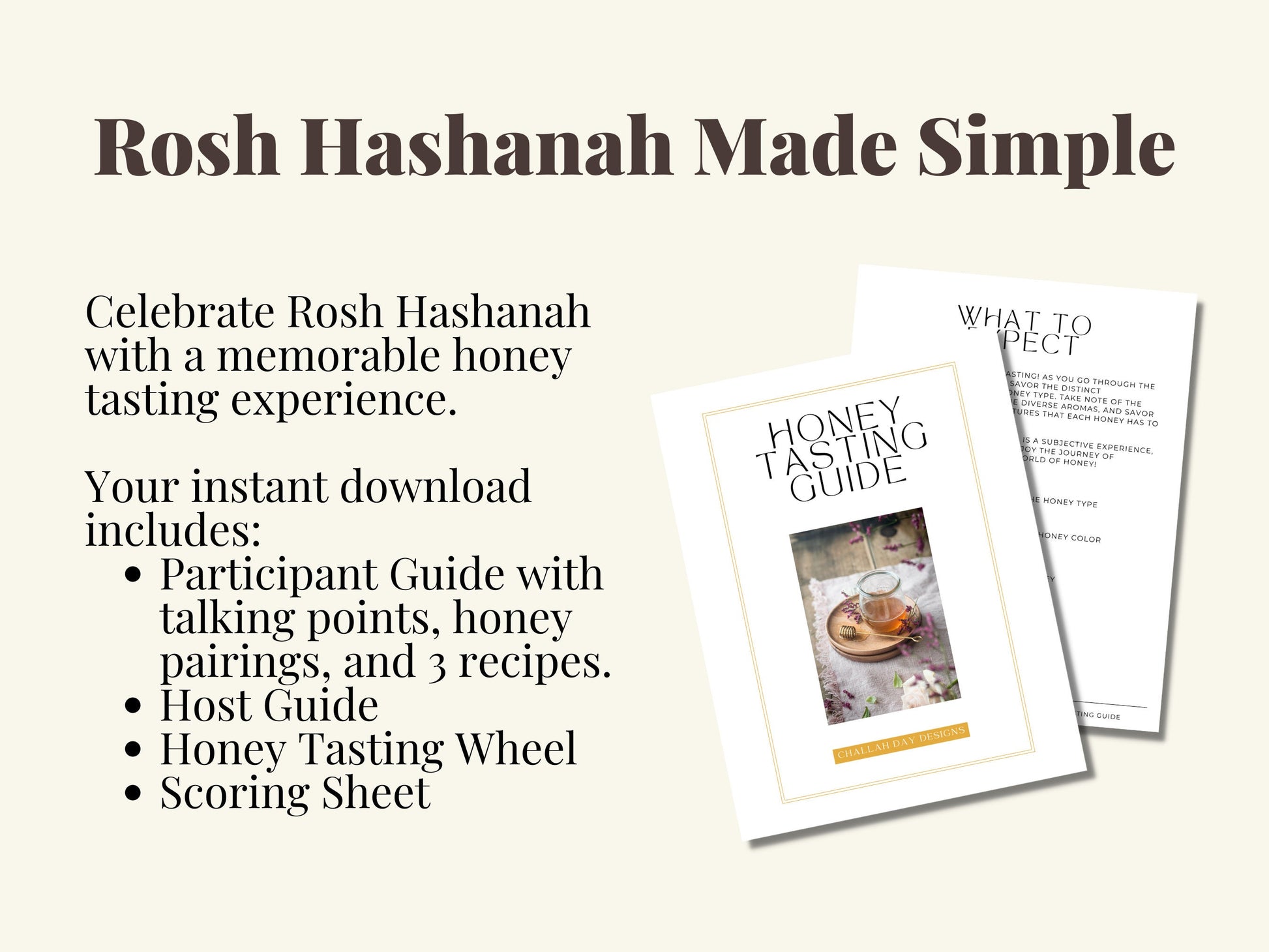 Instant Download Rosh Hashanah Honey Tasting Guide | L'Shana Tovah | Jewish New Year | Jewish Holiday