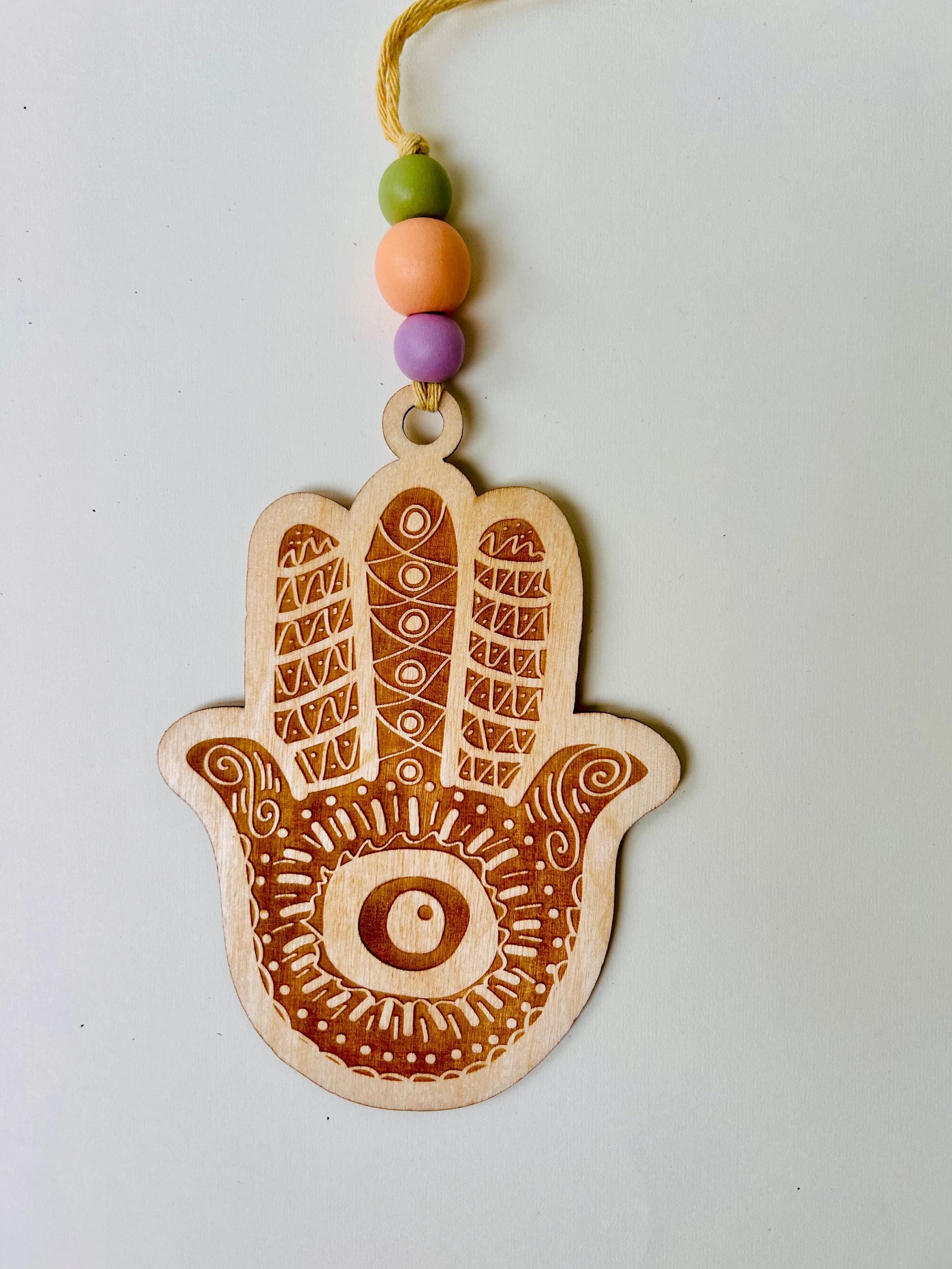 Hamsa Car Rearview Mirror Hanger | Traveler's Prayer | Tefilat Haderech | Jewish Blessing | Modern Judaica