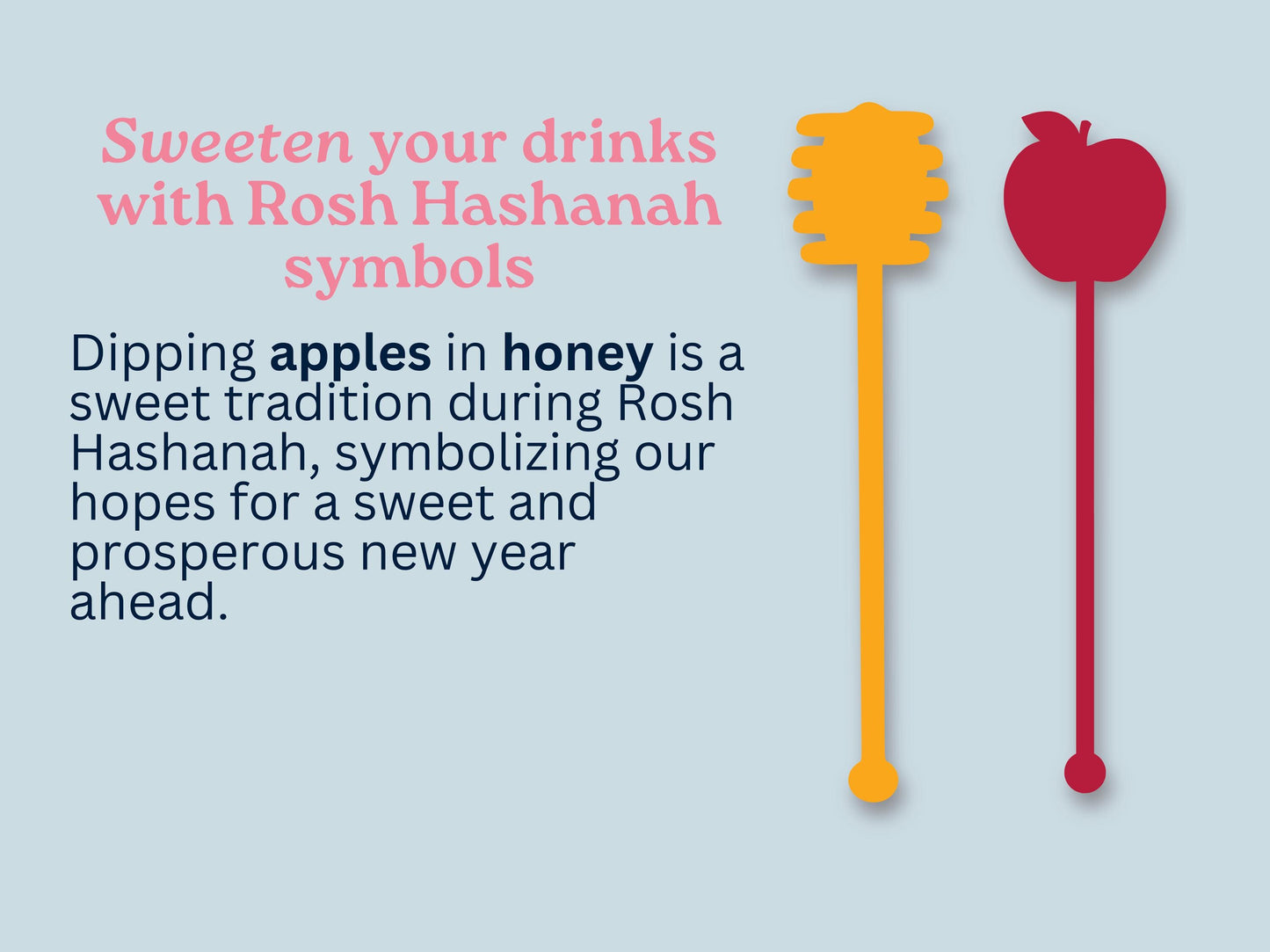 Rosh Hashanah Drink Stirrers | Set of 5 | Reusable Food-Safe Acrylic