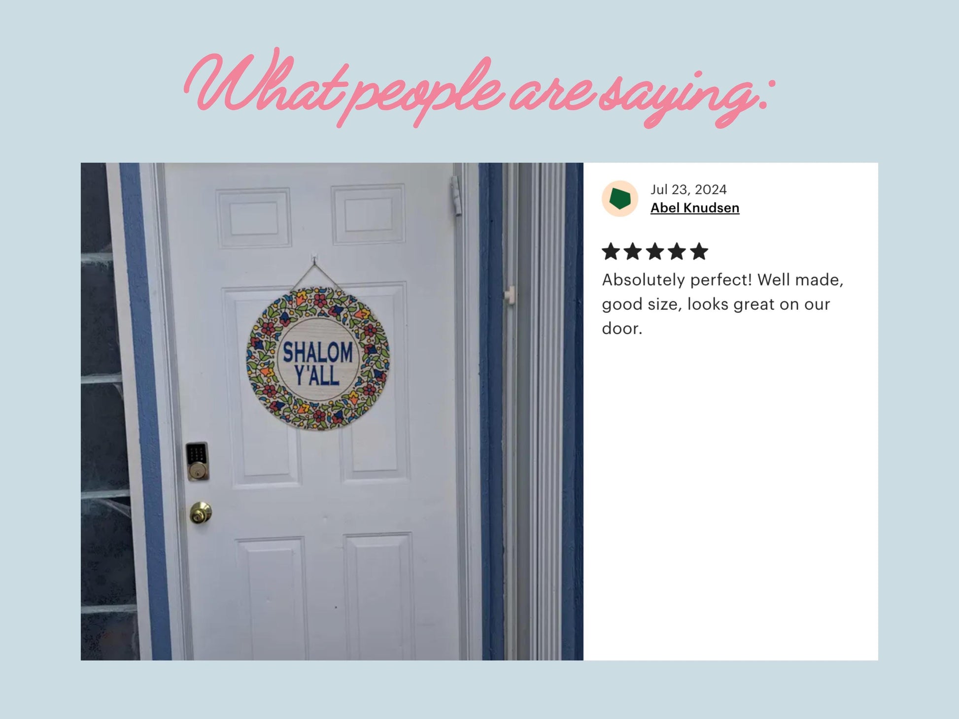 Shalom Y'all Wooden Door Hanger | 18" Judaica Decor with Floral Design
