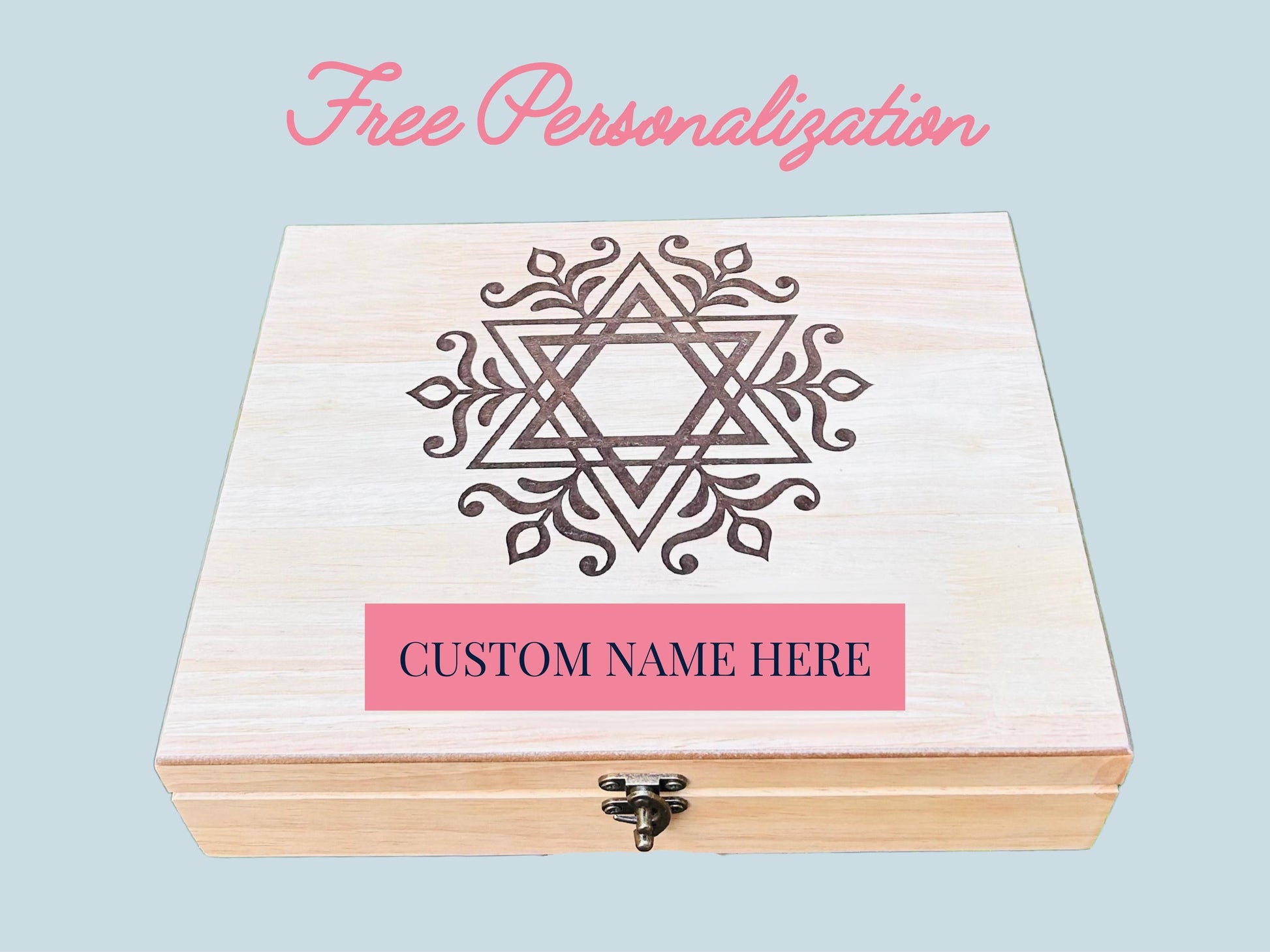 Personalized Star of David Keepsake Box | Custom Engraving | Perfect Gift for Jewish Weddings, B'Nai Mitzvahs, and Jewish Celebrations