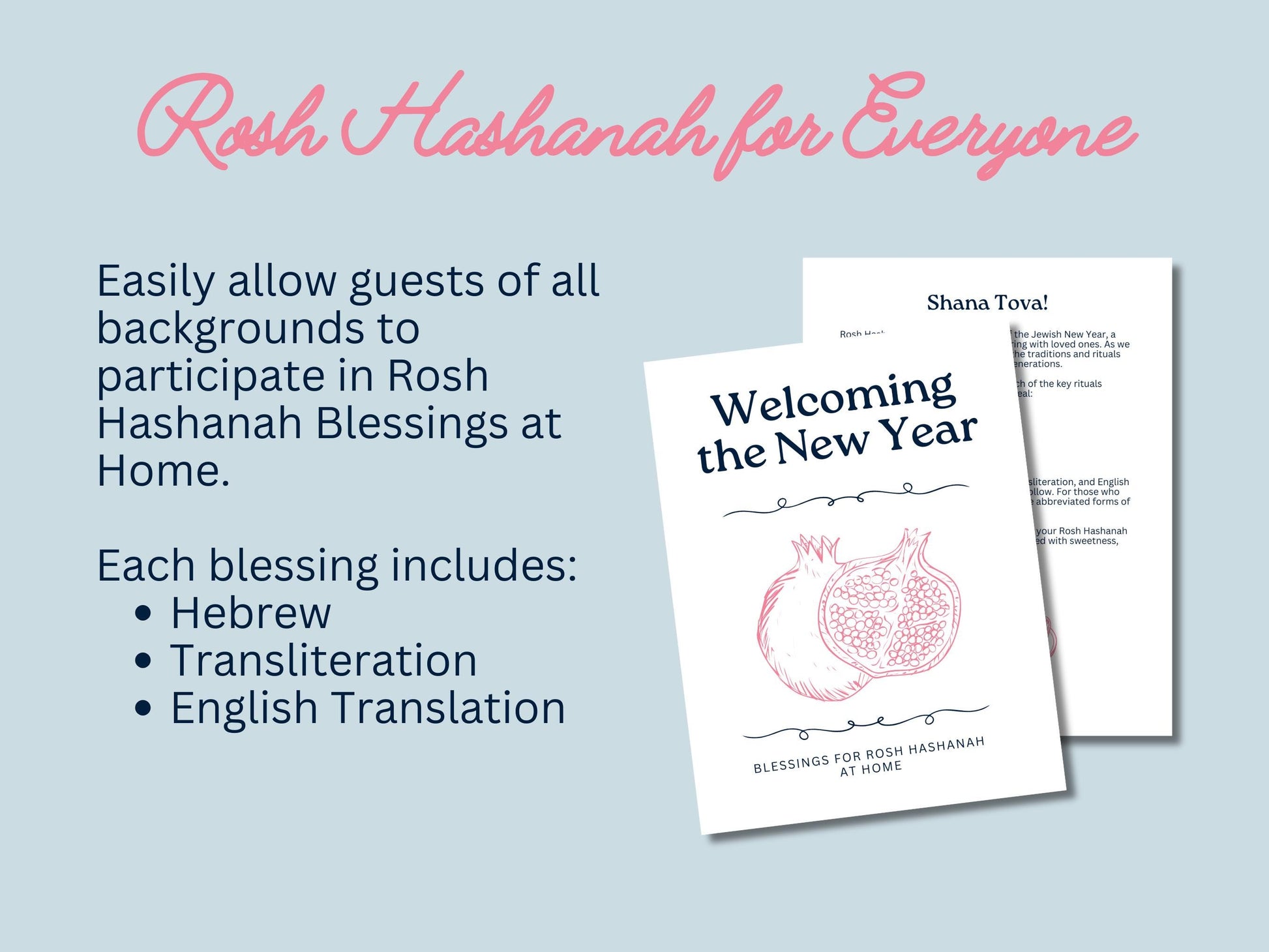 Printable Rosh Hashanah Blessings | Hebrew, Transliteration & English | Digital Download | Jewish Holiday Printables