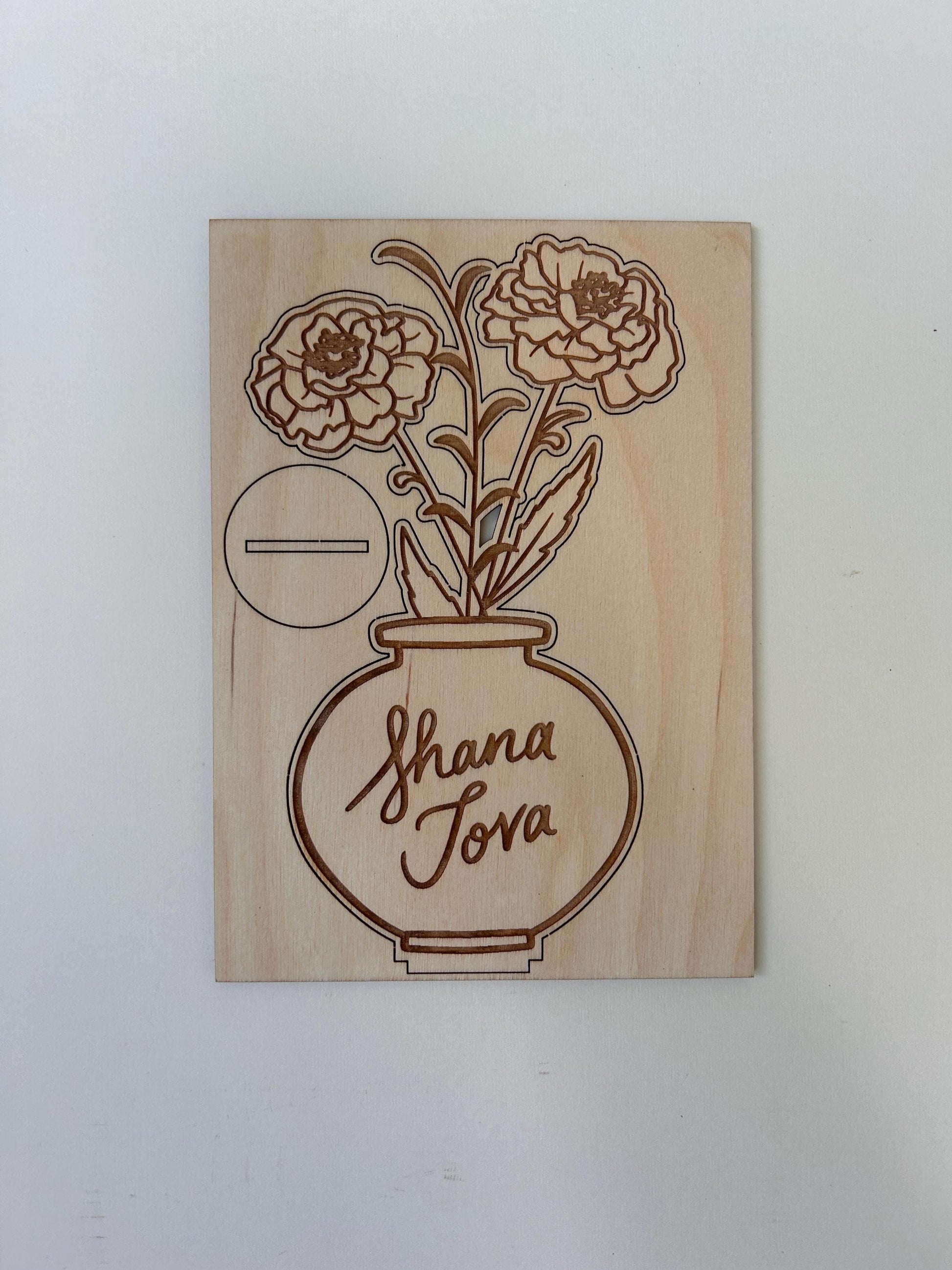 Personalized 3D Rosh Hashanah Card with Marigold Bouquet | Unique Jewish New Year Greeting | Custom Laser Cut Holiday Card