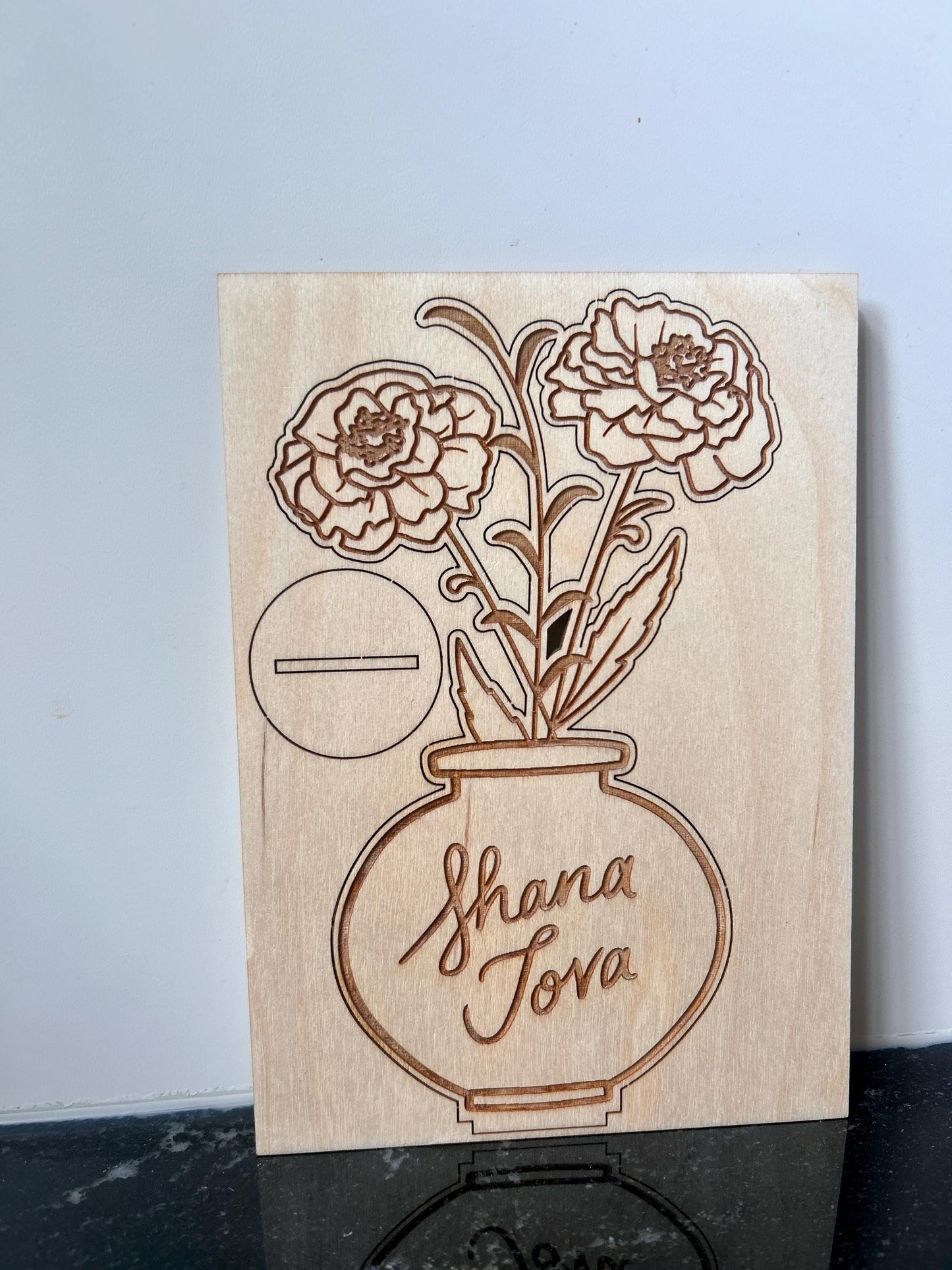 Personalized 3D Rosh Hashanah Card with Marigold Bouquet | Unique Jewish New Year Greeting | Custom Laser Cut Holiday Card