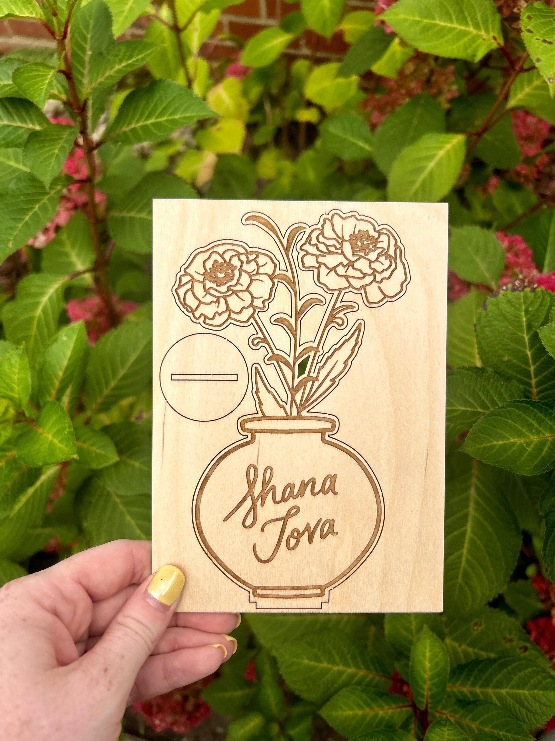 Personalized 3D Rosh Hashanah Card with Marigold Bouquet | Unique Jewish New Year Greeting | Custom Laser Cut Holiday Card