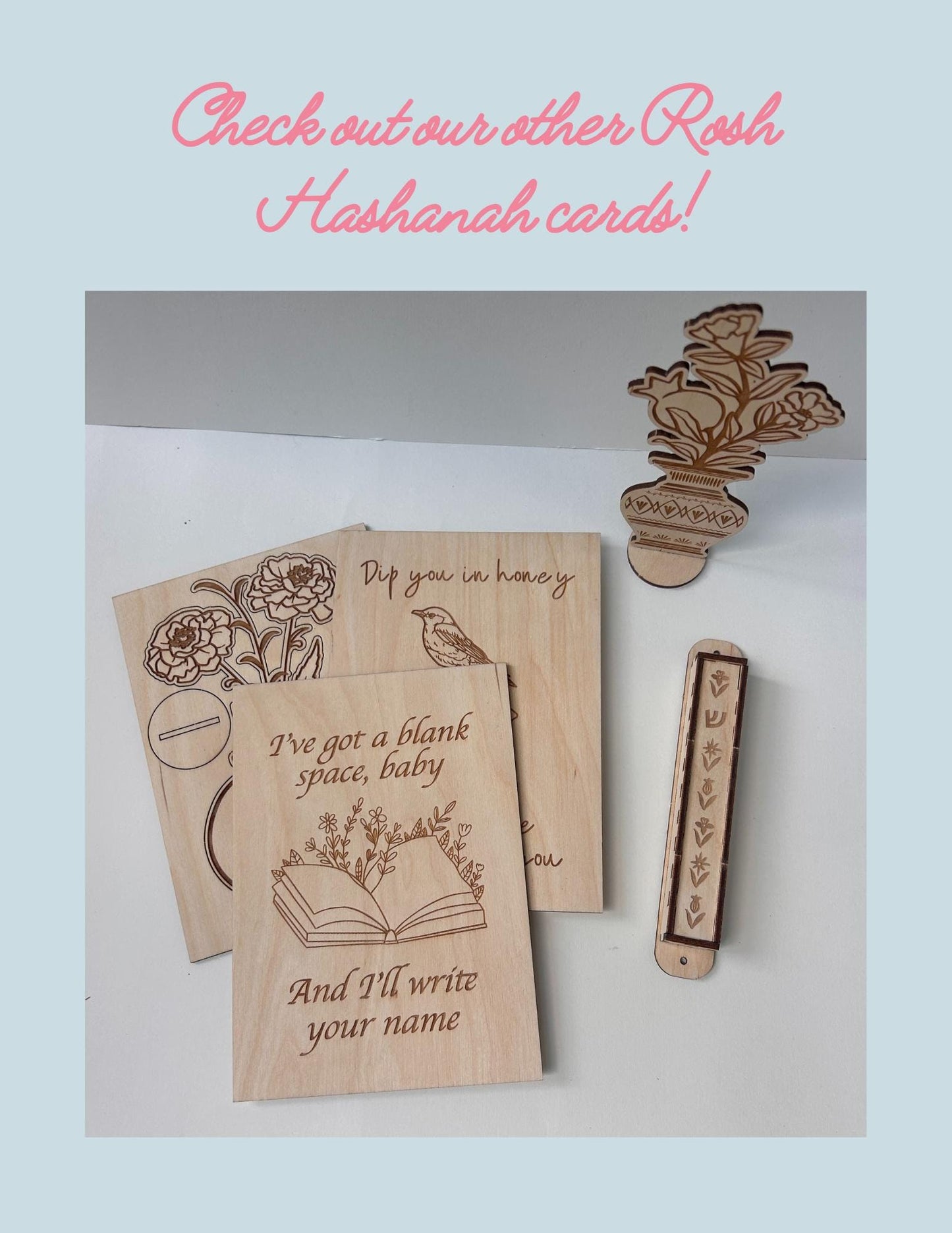 Personalized 3D Rosh Hashanah Card with Marigold Bouquet | Unique Jewish New Year Greeting | Custom Laser Cut Holiday Card