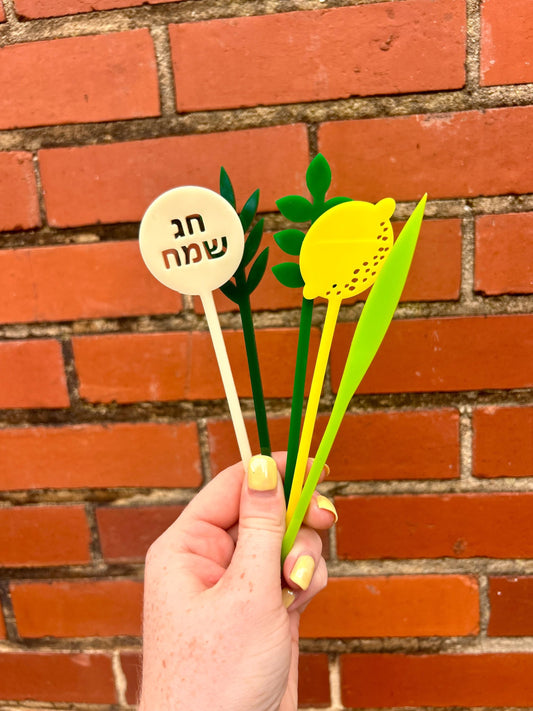 Sukkot Drink Stirrers | Set of 5 | Reusable Food-Safe Acrylic